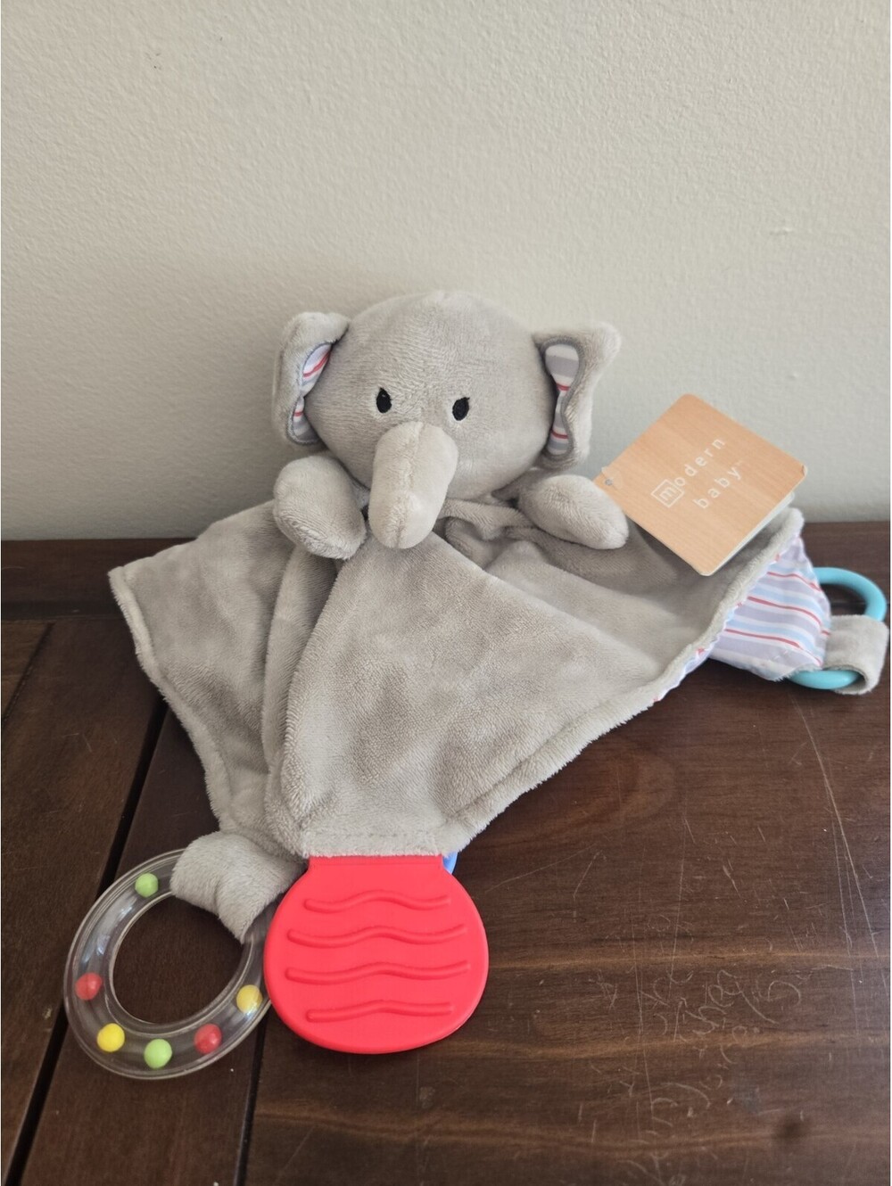 Modern Baby Elephant Pink Blanket Lovey Baby Security Lovey Blanket Teether